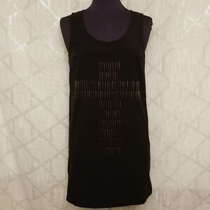 Anthropologie Nameless Womens Dress Small Black Sleeveless Cross Studded Design